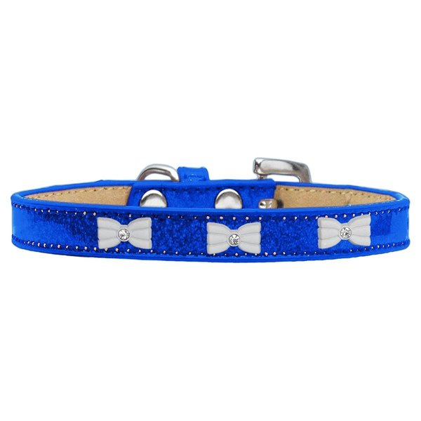 Mirage Pet Products White Bow Widget Dog CollarBlue Ice Cream Size 18 633-6 BL18